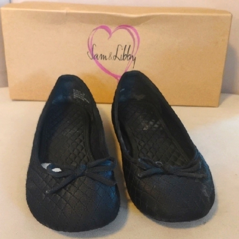 Sam & Libby Black Satin Ballet Flats Women's Size 7.5